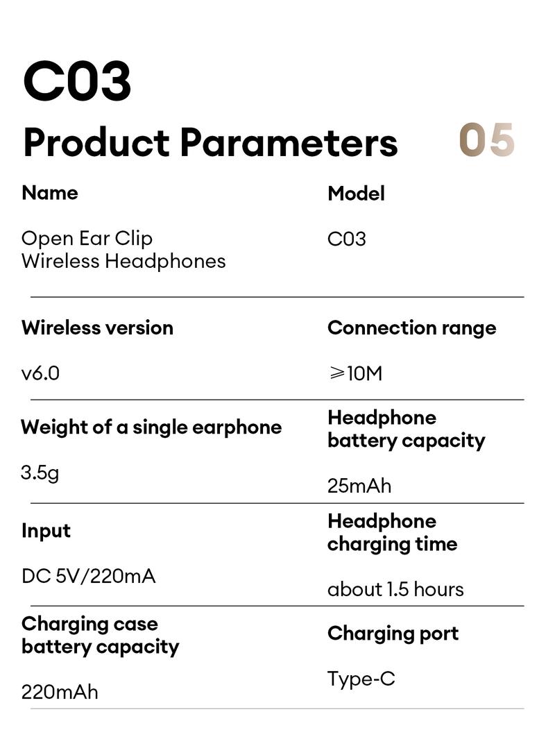 AOC ACD1501 Clip-On Wireless Headphones with 2025 Bluetooth 6.0, Faster & Stable Connection, Low Power Use, IPX5 Waterproof Audio Earbuds for Music & Calls, Comfortable for Sports & Workouts