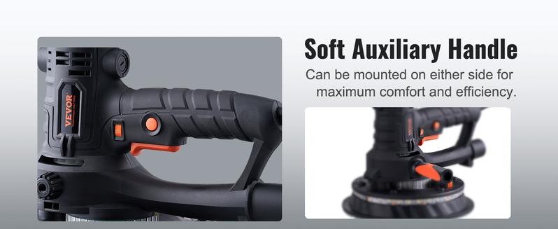 VEVOR Drywall Sander 800W Brush Motor 1200-2300RPM Variable Speed & Auto Vacuum