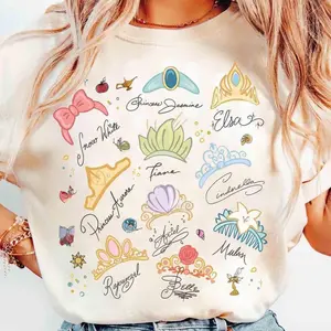Youth And Adult Watercolor Coquette Magic Kingdom Princess Crowns T-Shirt, Magic Kingdom Tee Girl Trip