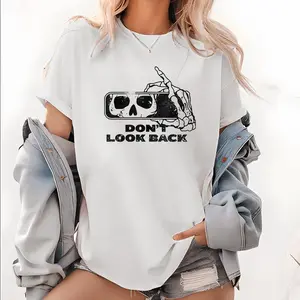Don't Look Back Skeleton Car Mirror Transparent Halloween T-Shirt