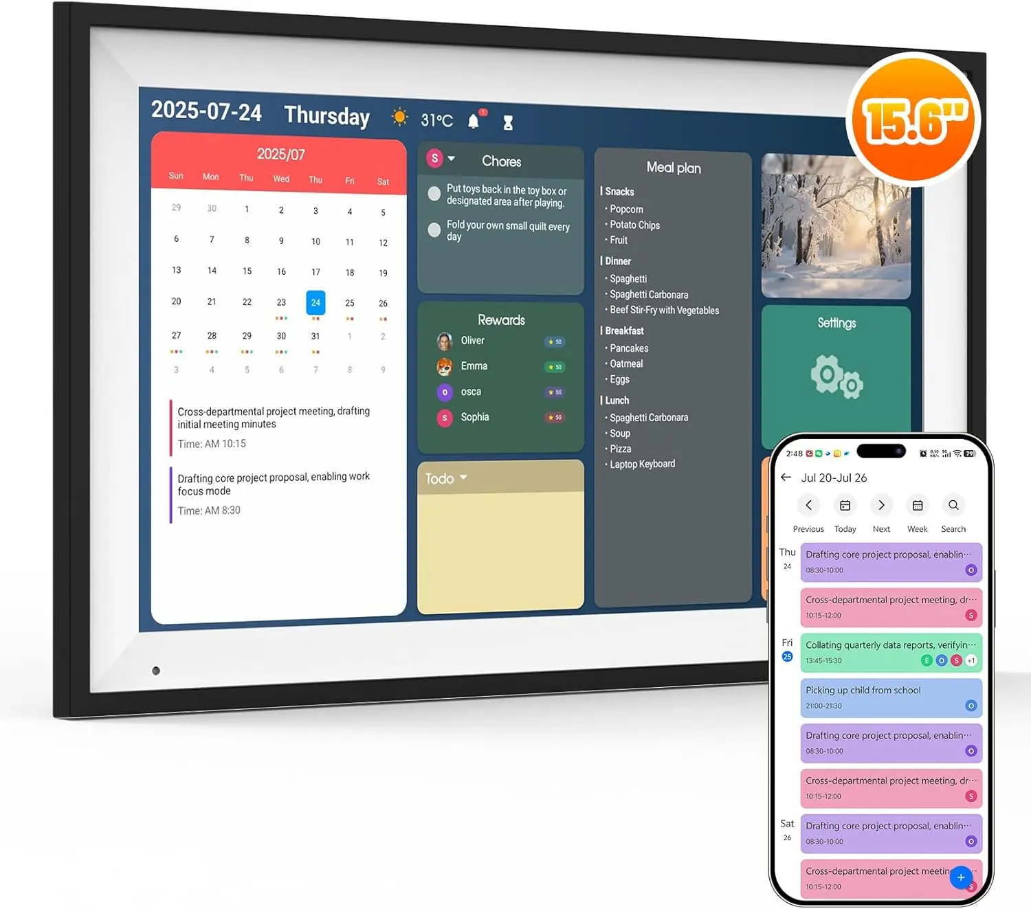 [BackToSchool] 2026 Smart Digital Family Calendar — 10.1"/15.6" HD Touchscreen, WiFi Sync, 64GB Storage, Auto Rotation, Family Schedules & Chores, Smart Reminders, Perfect Gift for Parents & Busy Households, AiMOR App Sync!