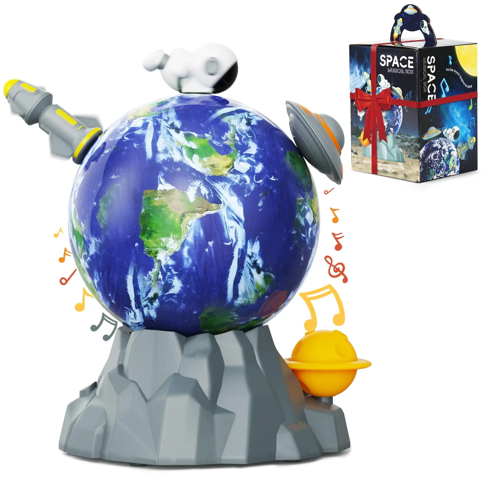 Music Box for Boys  Sensory Toys with Magnetic Balls  Rotating Space Figures  Space Toys for Kids 3 4 5 6 7  Unique ornaments   Multicolor Galaxy Planetarium Projector