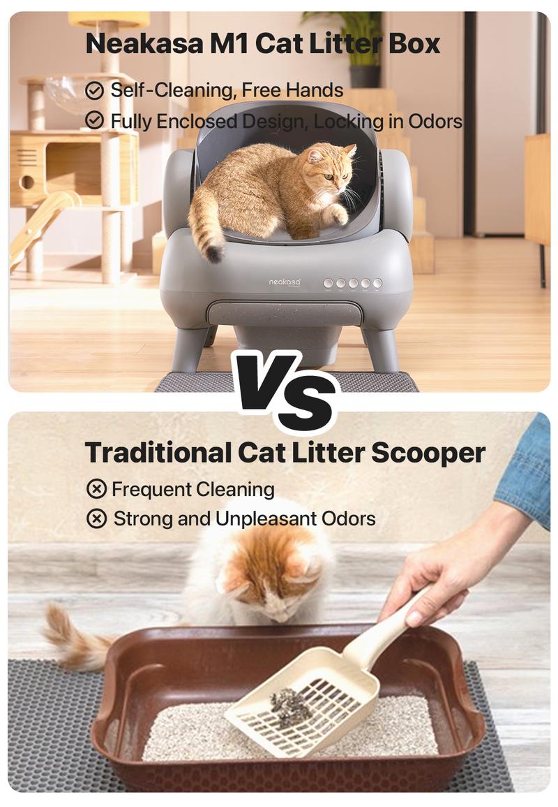 Neakasa M1 Open-top Self-cleaning Cat Litter Box with APP Control, Odor-Free Waste Disposal Includes Trash Bags, Great for cats up to 33 lbs