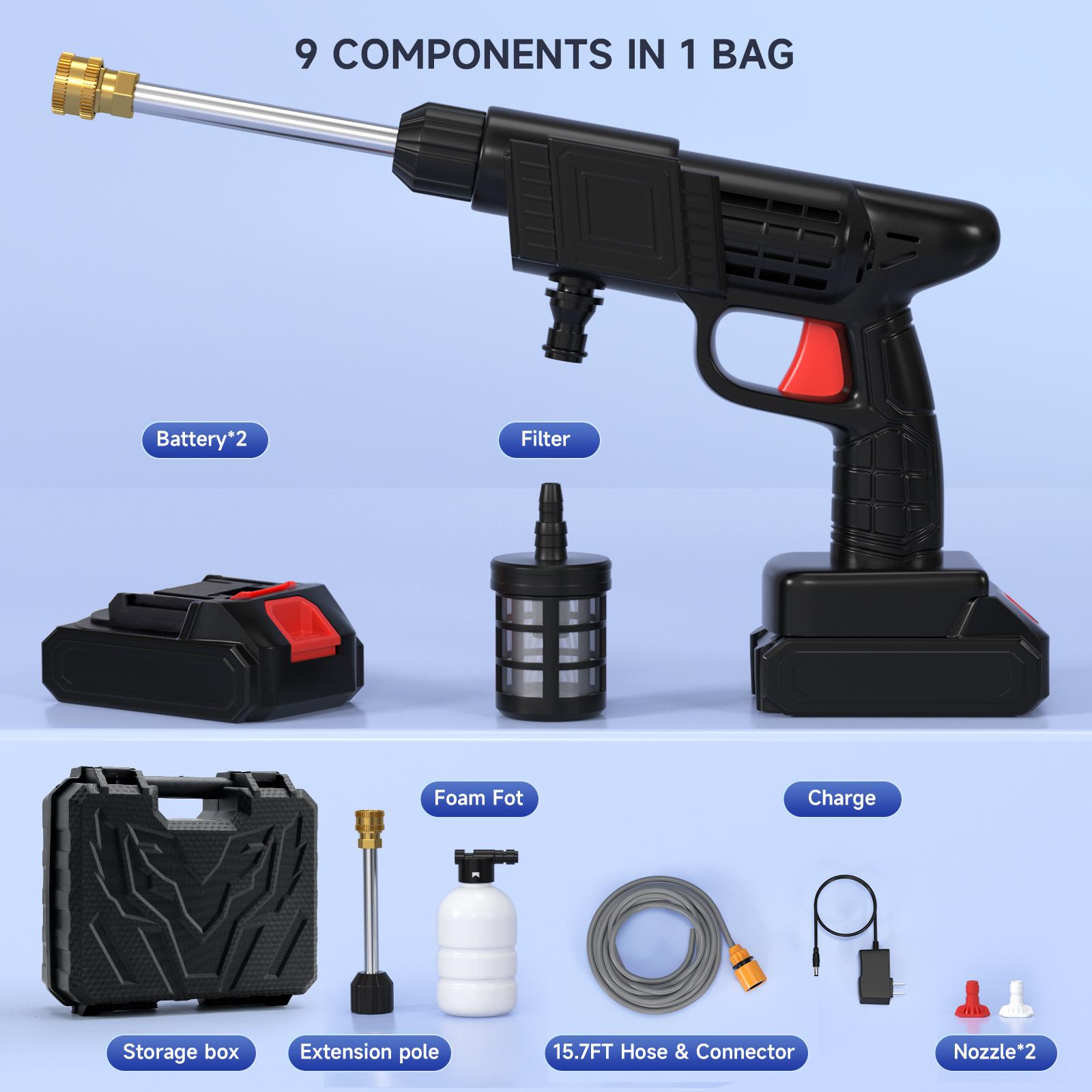 cordless pressure washer with portable carrying case