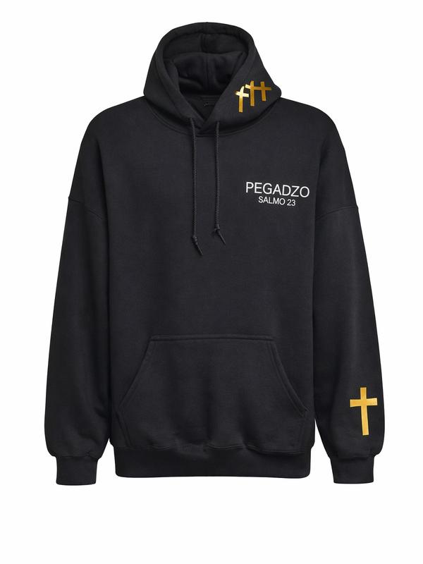 PEGADZO Hoodie Premium Salmo 23 – Alto Relieve Brick 600 & Gold Metálico (Drop Limitado) Menswear Sweatshirts Long Sleeve Casual