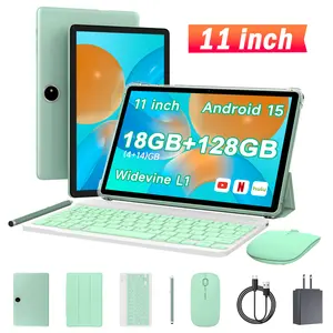 【TikTokShopStockUp】11-inch Ultra-Thin Android 14/15 Tablet 18GB RAM, 64GB/128GB Storage, 1TB Expandable, Octa-Core, Dual Cameras 5MP+13MP, 8000mAh Battery, All-in-One with Keyboard, Mouse, Stylus, Case & Cable — Perfect for Work, Study & Gaming