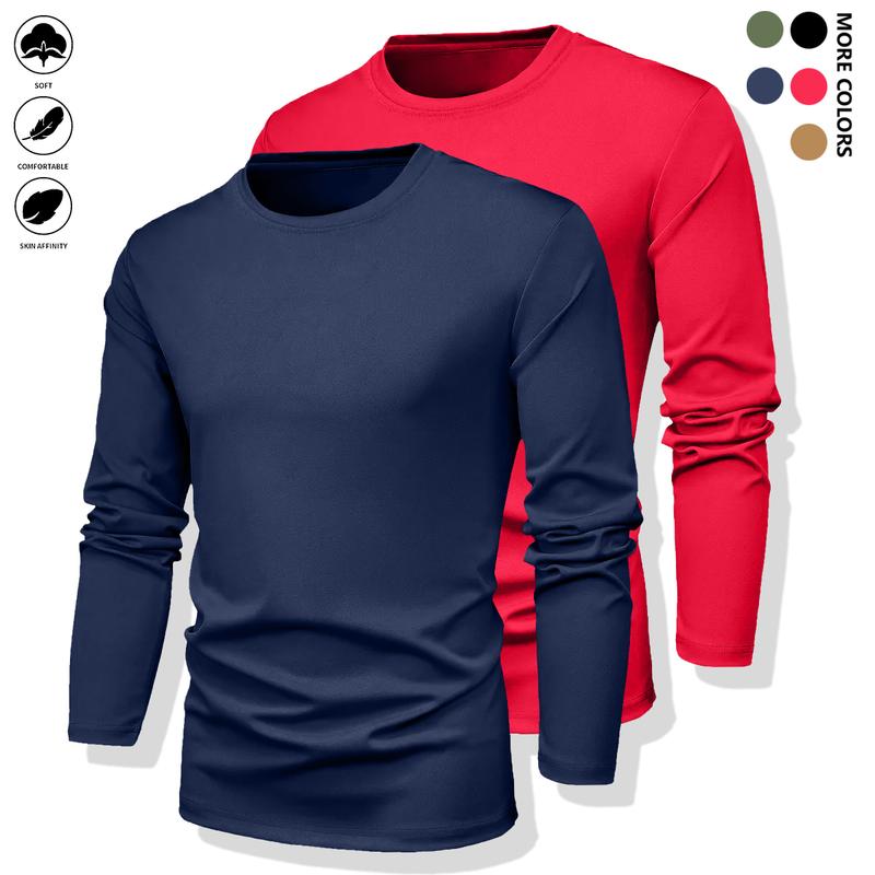 Men’s Long Sleeve T-Shirts – Quick-Dry Gym Shirts with Moisture-Wicking Fabric, Color Options for Workouts, Running, Casual Wear – Breathable Athletic Tops for Active Lifestyles, Workout Shirts, Running Gear, Round Neckline, Stretchy Material