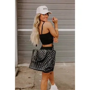 Trendy Go To Patent Puffer Tote in Black