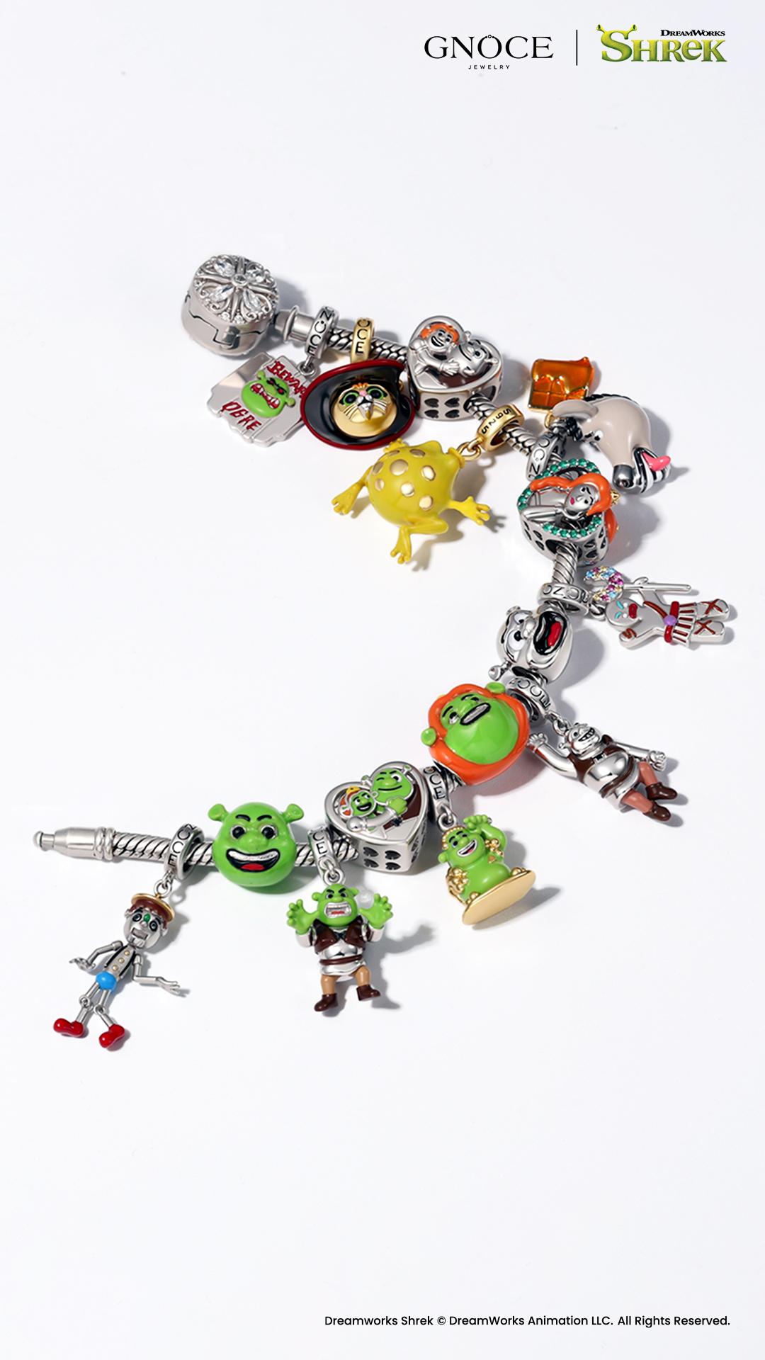 GNOCE Shrek & Fiona Bead Charms for Bracelets or Necklaces with Donkey & Waffles Pendants Cute Character Jewelry Gift for GF Women Men GNOCE Shrek & Fiona Bead Charms for Bracelets or Necklaces with Donkey & Waffles Pendants Cute Character Jewelry Gift for GF Women Men