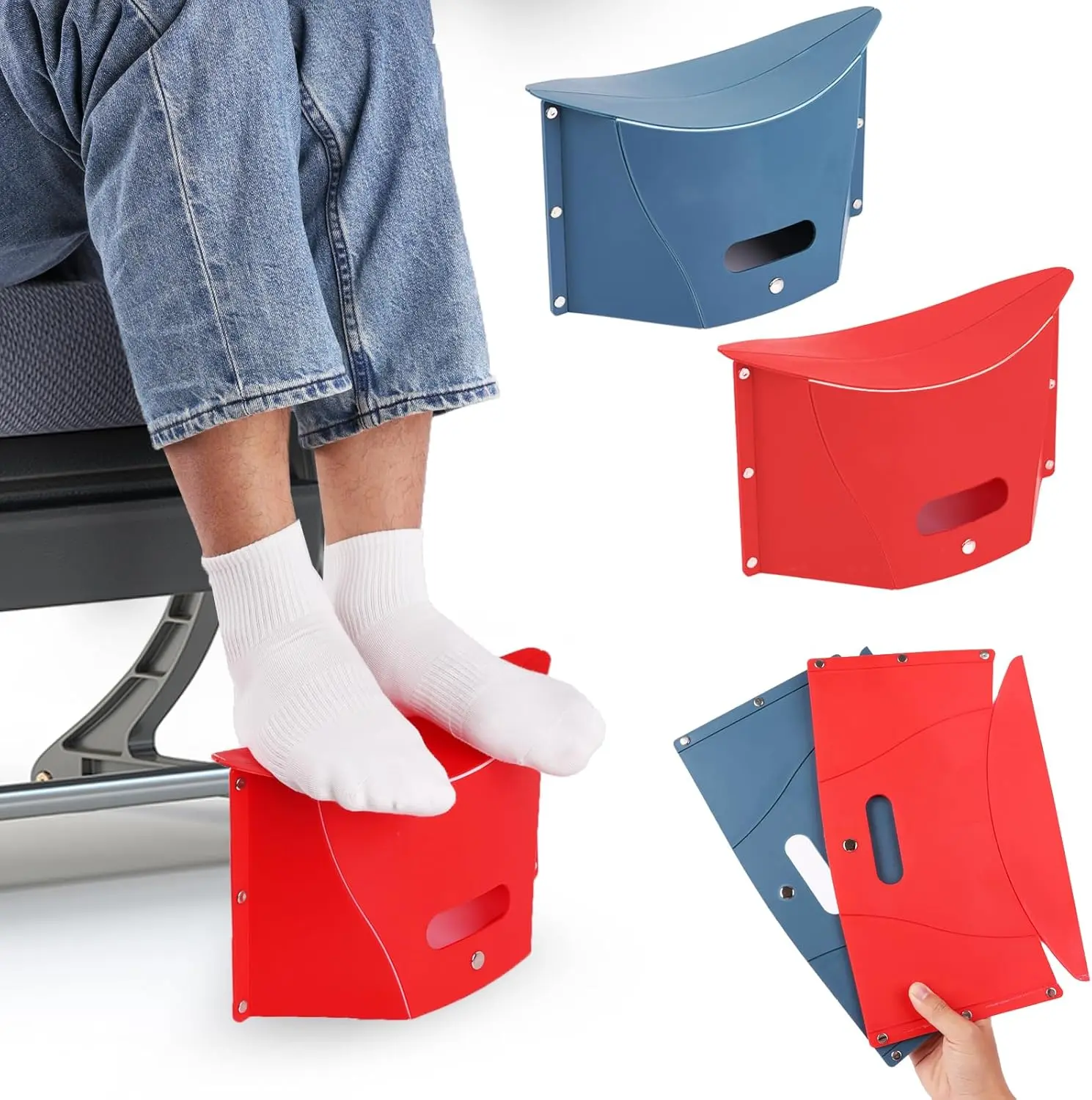 Unisex Folding Portable Stool - Lightweight Compact Space-Saving Camping Furniture, Outdoor Seating Solutions for Camping Hiking Travel (Red)