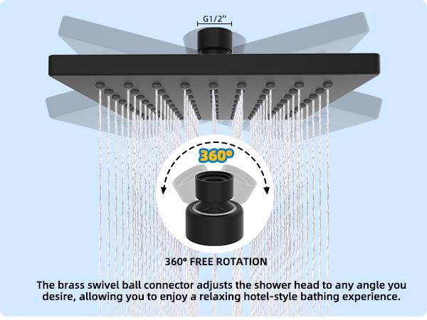 Hibbent Metal Filtered Shower Head, 6'' High Pressure RainShower Head, 20 Stage Shower Filter for Hard Water Softener, Bathroom Rainfall Shower Head to Remove Chlorine and Heavy Metals, Matte Black