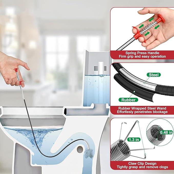 Ultra Flexible 78-inch Steel Wire Grab Claw Tool with 4 Mechanical Fingers for Hose Picking Assistance in Garbage Sinks Drainage Pipes & Toilets