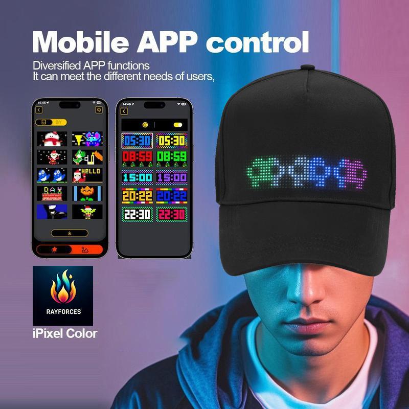 Rayforces NEW 16x32 Full-Color LED Scrolling Hat with Bluetooth App for Custom GIFs Pics Text Removable LED Display for Christmas Party Clubs Outdoor Bar - Firework