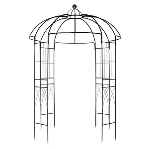 207*207*270cm Courtyard Wrought Iron Gazebo Iron Arch Black