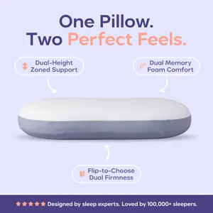 Mellow Sleep | MellowFlip Pillow - Ergonomic Cervical Memory Foam Pillow Dual Sided Firm and Soft Adjustable Neck Support Pillow for Better Sleep