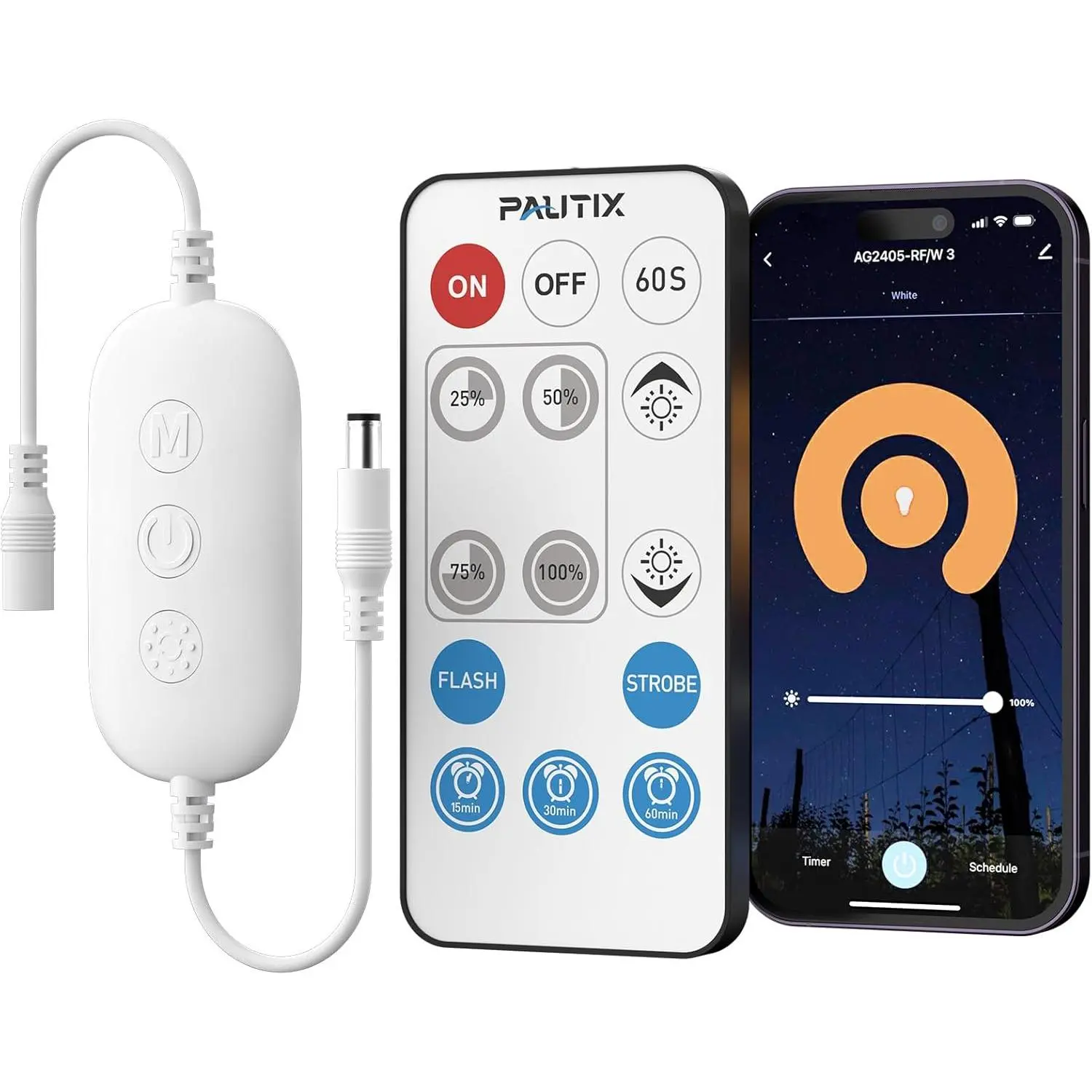 RF WiFi Smart Remote Dimmer Light Controller for Single Color LED Strips - 14-Key Wireless Switch, DC 12-24V, Alexa/Google Compatible, Works with 3528/2835/5050/COB Strips, Alexa Compatibility Smart Home Controls, Light Controller Smart Home Controls