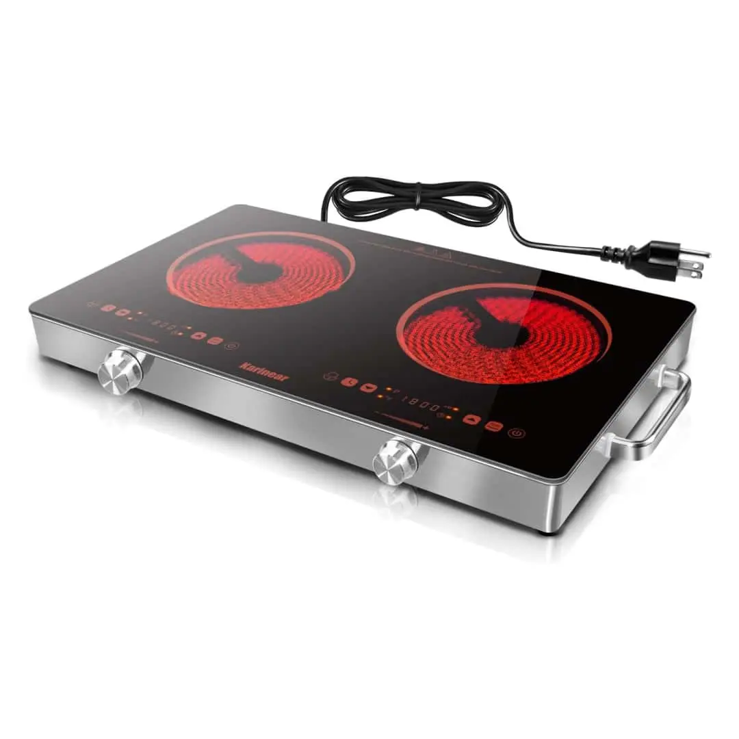 Karinear Portable Infrared Electric Cooktop 2000W, Portable Electric Stove top ,9 Power Level, Radiant Ceramic Cooktop, Sensor Touch Adjustable Electric Ceramic Stove,Timer, Safety Lock(Orange) summerwins