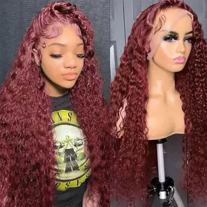 ed Curly Lace Front Wig Red 13x4 HD Lace Front Wig Premium Curly Hairpiece for Women with 13x4 Transparent Lace Frontal Wig Deep Part Loose Curly Bright Red Lace Front Wigs Deep Curly Wet and Wavy Glueless Lace Wig 180% Density Colored Wigs