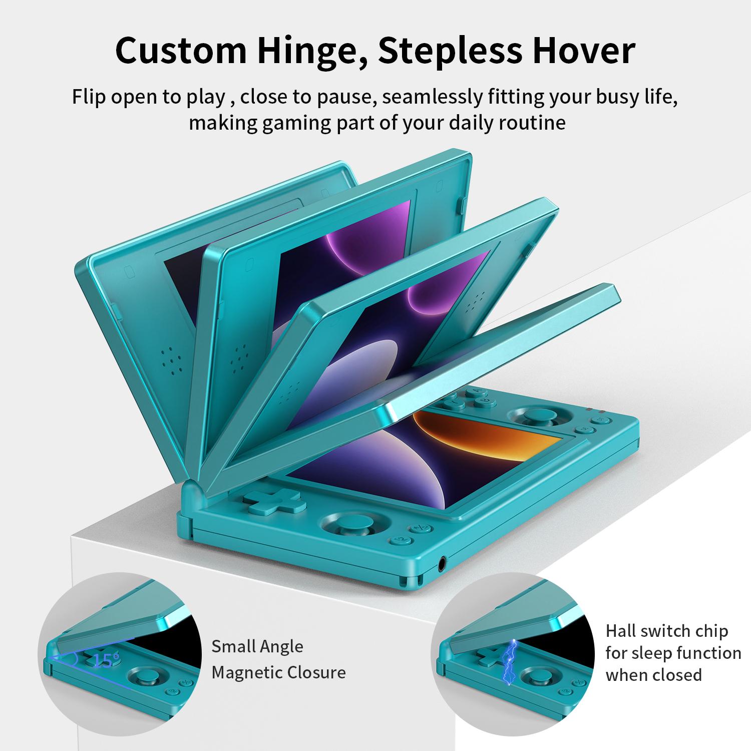 ANBERNIC RG DS Handheld Game Consoles RGDS Retro Gaming Console Dual-screen Video Game Console 3+32GB Android 14 Portable Pocket Arcade No Card 4000mAh Battery WiFi Bluetooth HD Output Turquoise Blue,sohochic