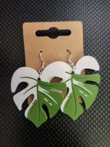 Plant Earrings | 3D Printed Plant Earrings | Albo Monstera Earrings