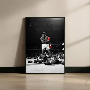 Muhammed Ali Boxing Wall Art Print, Black and White Sports Poster, Boxing Champion Decor for Living Room Home Bar Office