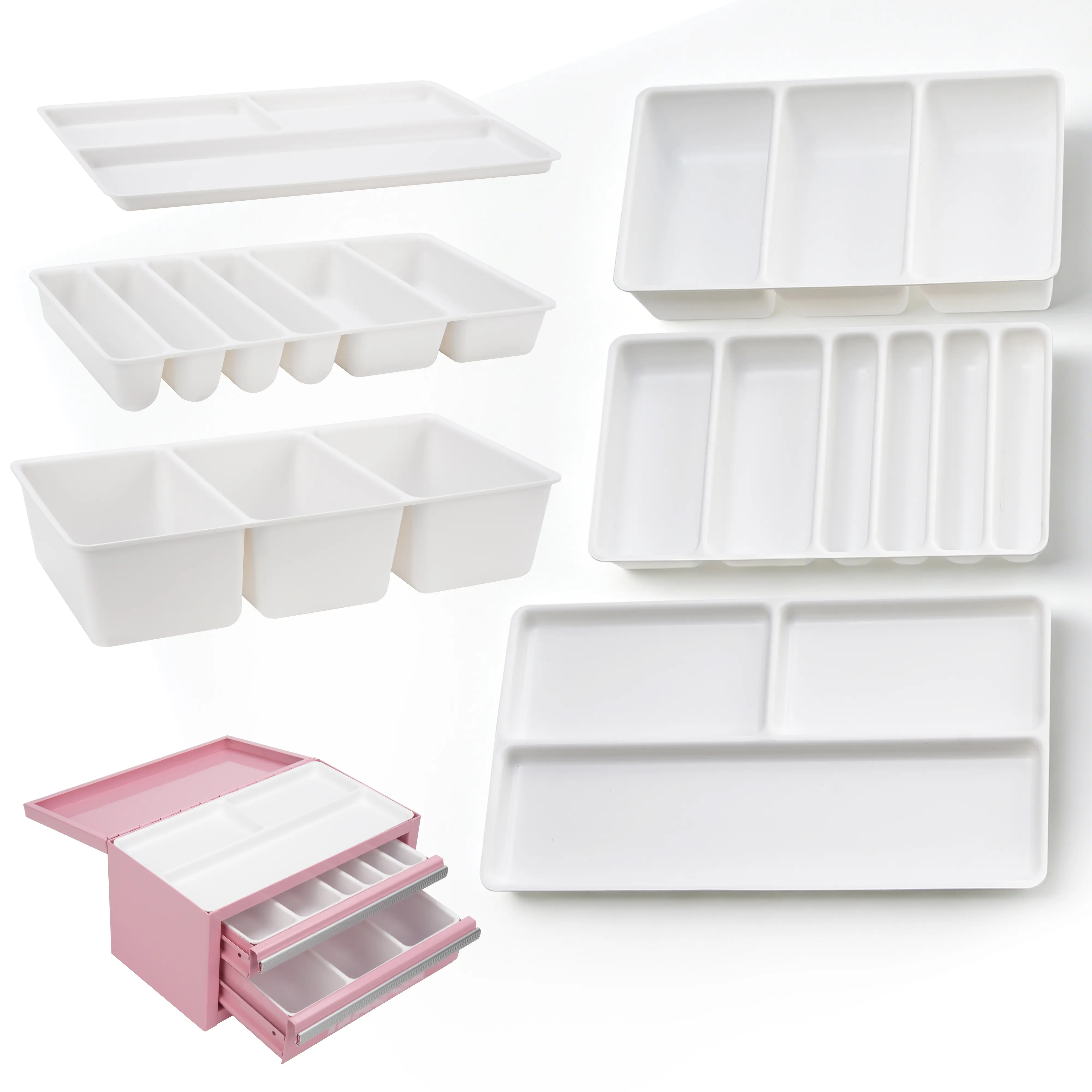 6 PCS Friction Slide Tool Box Organizer Trays, Divider Insert Accessories for Kobalt 2-Drawer Mini Tool Box, Vanity & Beauty Storage Solutions