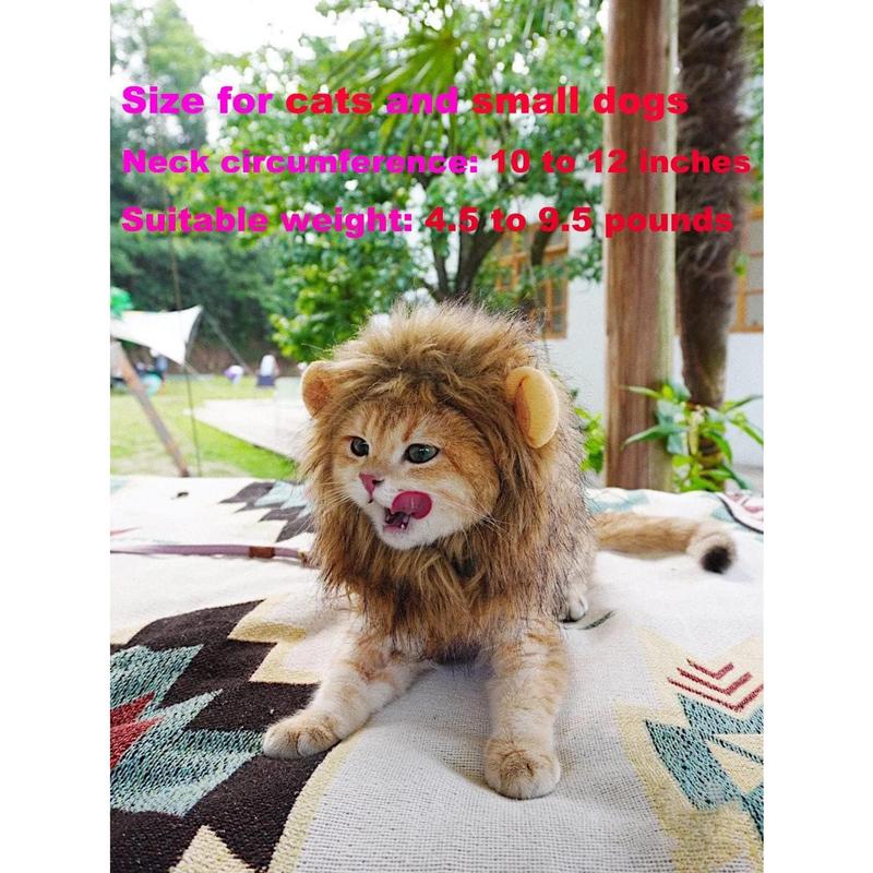 【Pet Supplies】Generic Lion Mane Wig for Cats Pet Costume Adjustable Headwear Fancy Dress Washable Soft Fur 1 Piece Easy Wear Make Pets Cute Festival Party Gift