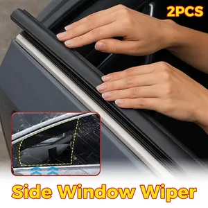 2PCS Car Side Window Wiper Strips - 40cm Elastic Rubber Window Squeegees, Universal Fit for Cars & SUVs, Rain/Dust Scraper & Debris Guard