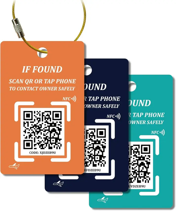 Smart NFC-QR Luggage Tag, Portable Travel Accessory for Adults - 1-Size Waterproof Find My Bag Tracker with No App, No Subscription