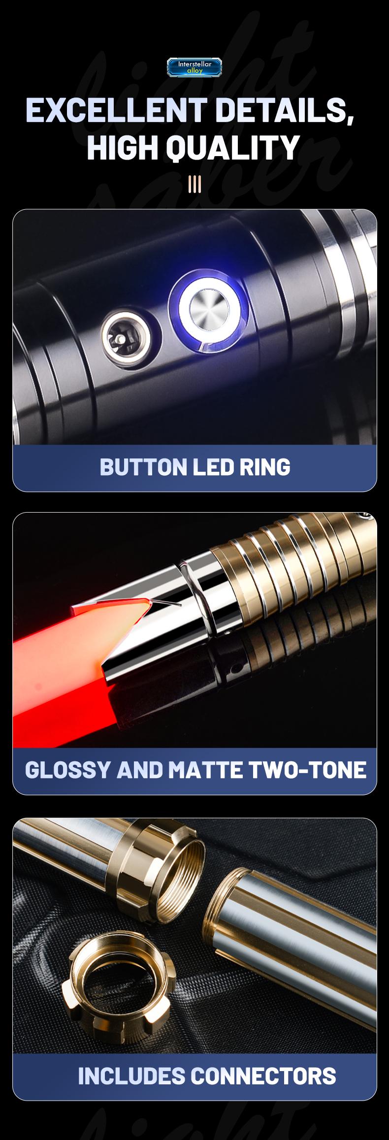 Light Saber, Heavy Dueling Light Sabers 2 Pack, 12 RGB Colors 16 Sound Fonts with Metal Hilt Double-Bladed Light Saber Smooth Swing Motion Control 2 in 1 Light Sabers for Adults Valentine's Day gift