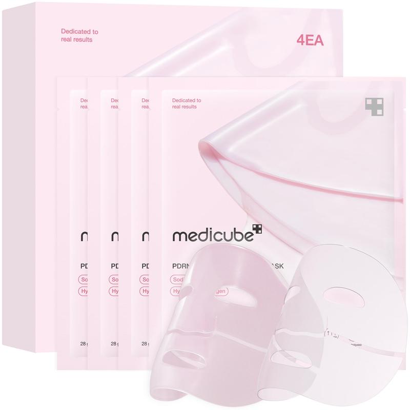 [medicube] PDRN Pink Collagen Gel Mask 4 Sheets Salmon DNA Color Changing Pink Glow Collagen Facial Mask Korean Skincare