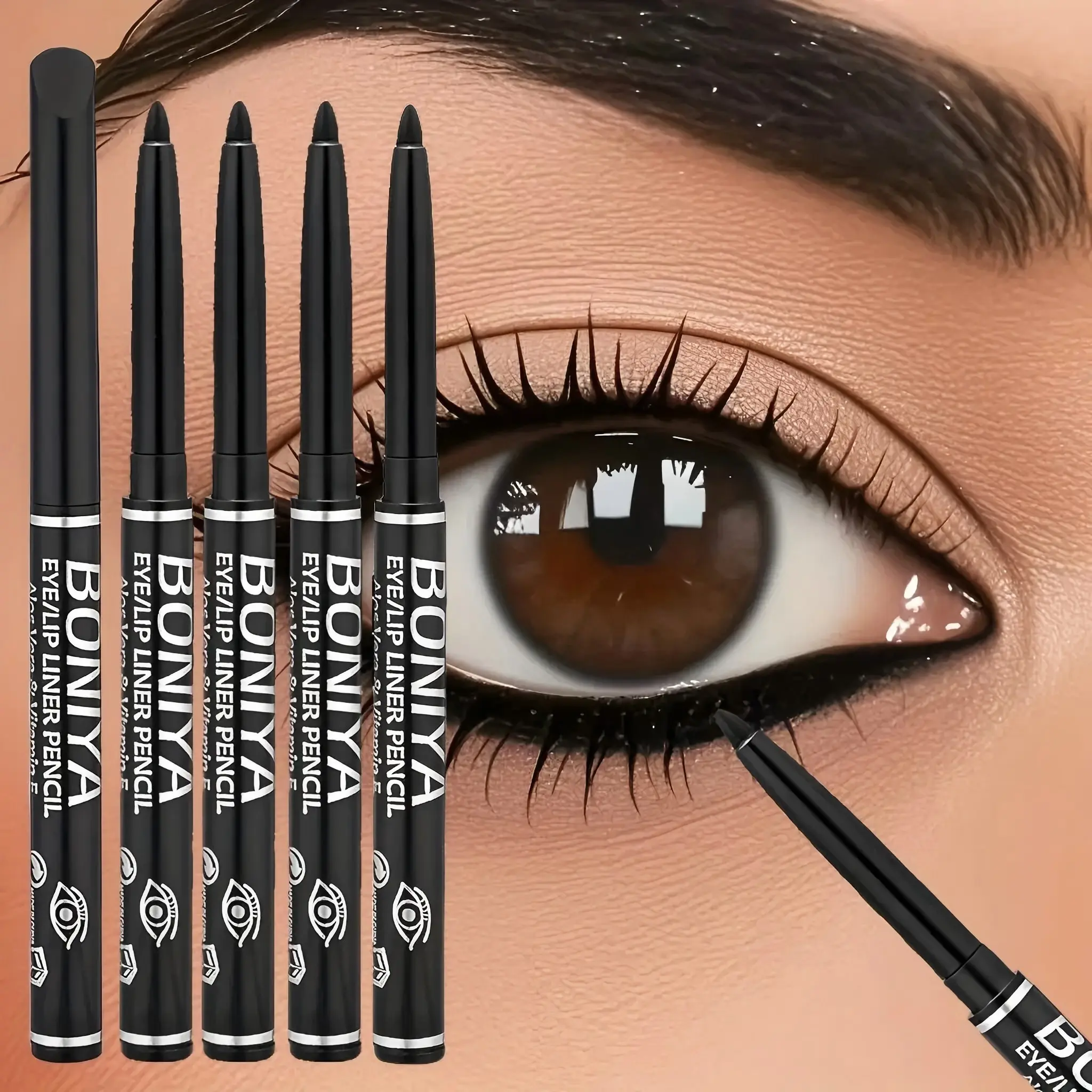 6pcs Pencil Eyeliner Cosmetic Set, Waterproof, Sweatproof, Smudge-Proof, Easy Twist-Up, Long Wear, Smooth Application, Easy Eye Makeup Make Up Product, Long Wear Eyeliner