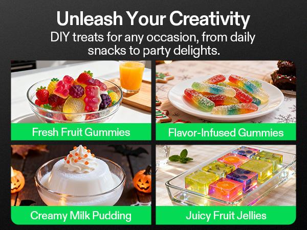 VIVOSUN Gummy Maker Machine, Hands-Free Candy Maker, Oil Infused Edible Mixer with Dual Rotor, Food-Grade Stainless Steel Pot and Silicone Molds, for Gummies Bear, DIY Candies, Party Treats