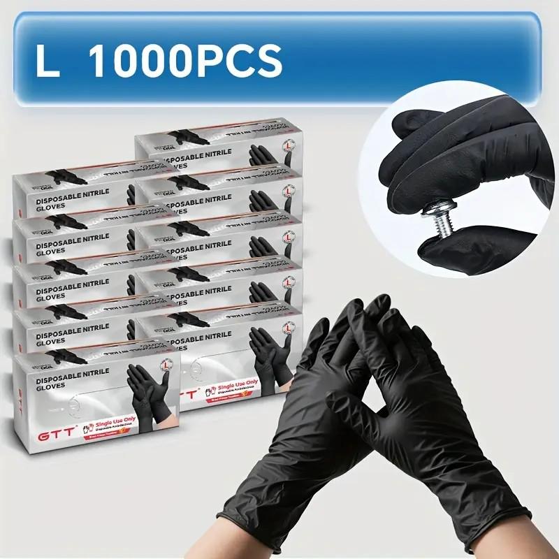100/500/1000 Black Nitrile Exam Gloves 4 Mil, Powder-Free Disposable Gloves for Medical, First Aid,Cleaning Food Prep, Tattoo,Cooking