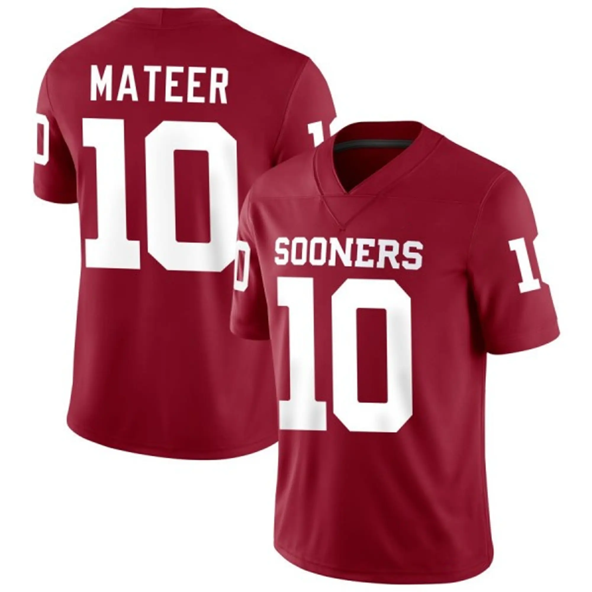 Oklahoma Sooners Crimson Football Fan Jersey Shirt Mateer #10 Unisex Lightweight Athletic Fit Game Day Tailgate Stadium Gift