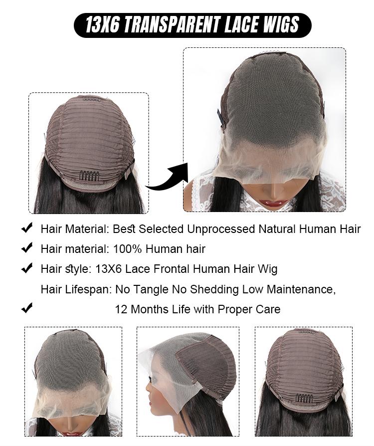 Idoli 32 Inch Deep Wave Lace Front Wigs Human Hair 13x6 HD Lace Front Wigs Natural Black 200% Density