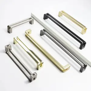 Modern Cabinet Door Handles Zinc Alloy Solid Wardrobe Drawer Door Pulls European Light Luxury Furniture Handle Hardware