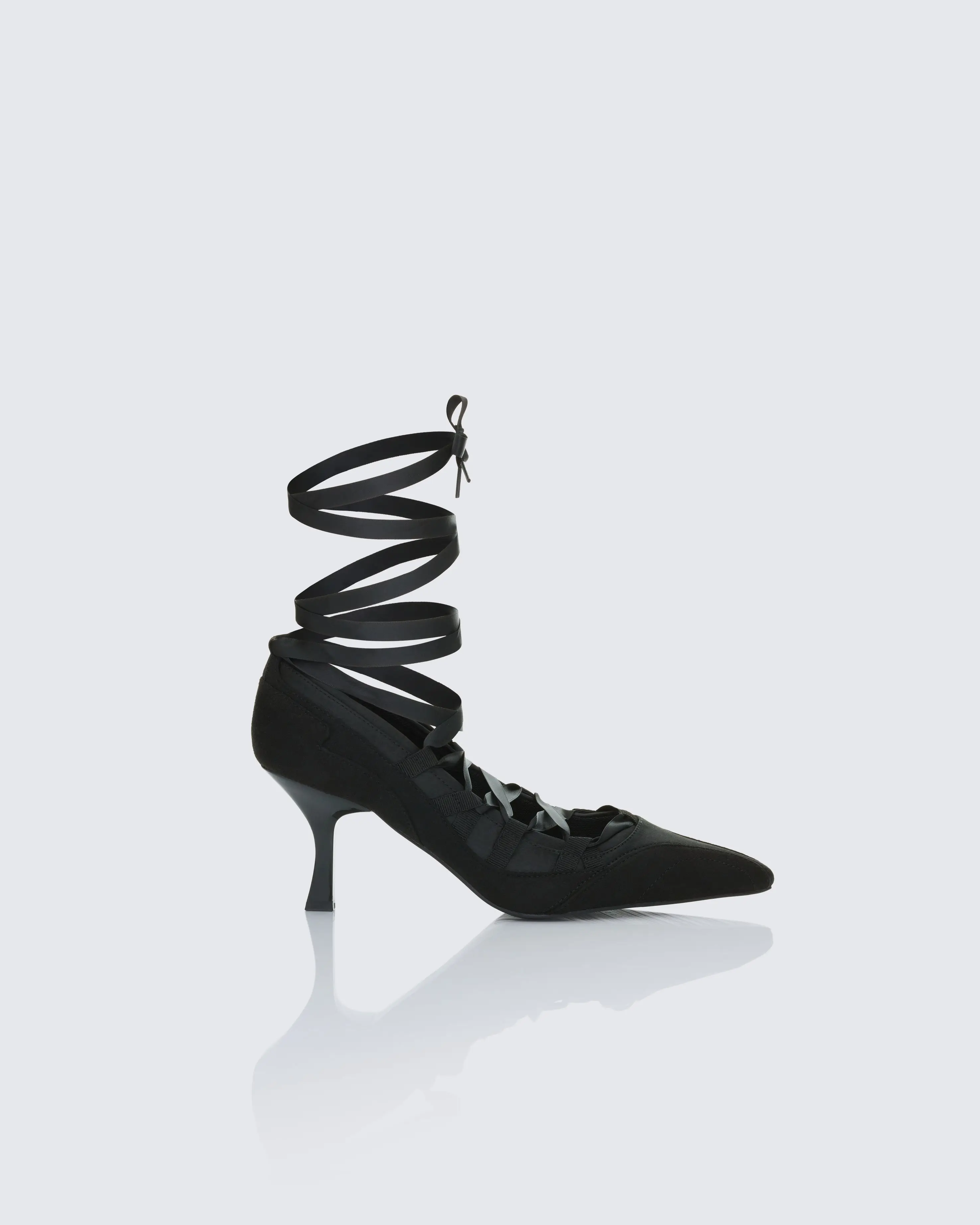 Women's Pointed Dahlia Black Lace-Up Ballet Pump, Stylish Women's Footwear