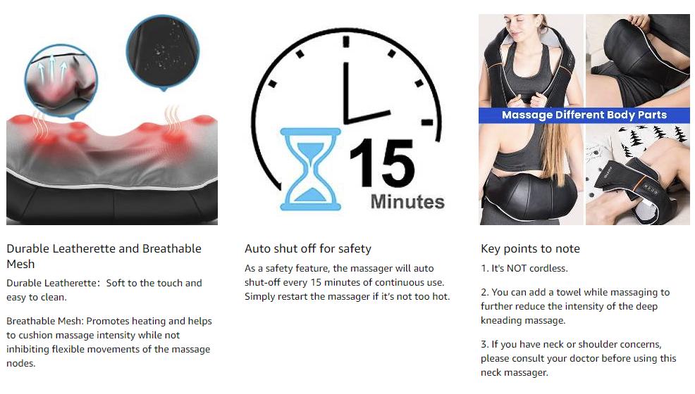 RENPHO Shiatsu Neck and Shoulder Back Massager with Heat, Electric Deep Tissue 3D Kneading Massage Pillow for Waist, Leg, Calf, Foot, Arm, Full Body Gift Choice for Man Women