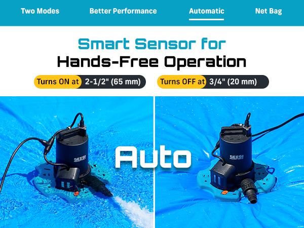 SEESII 1/3HP Pool Cover Pump Automatic On/Off 3035GPH Submersible Water Pump with Filter Net 25ft Cord Check Valve for Swimming Pool Hot Tubs Pond#SummerVibes