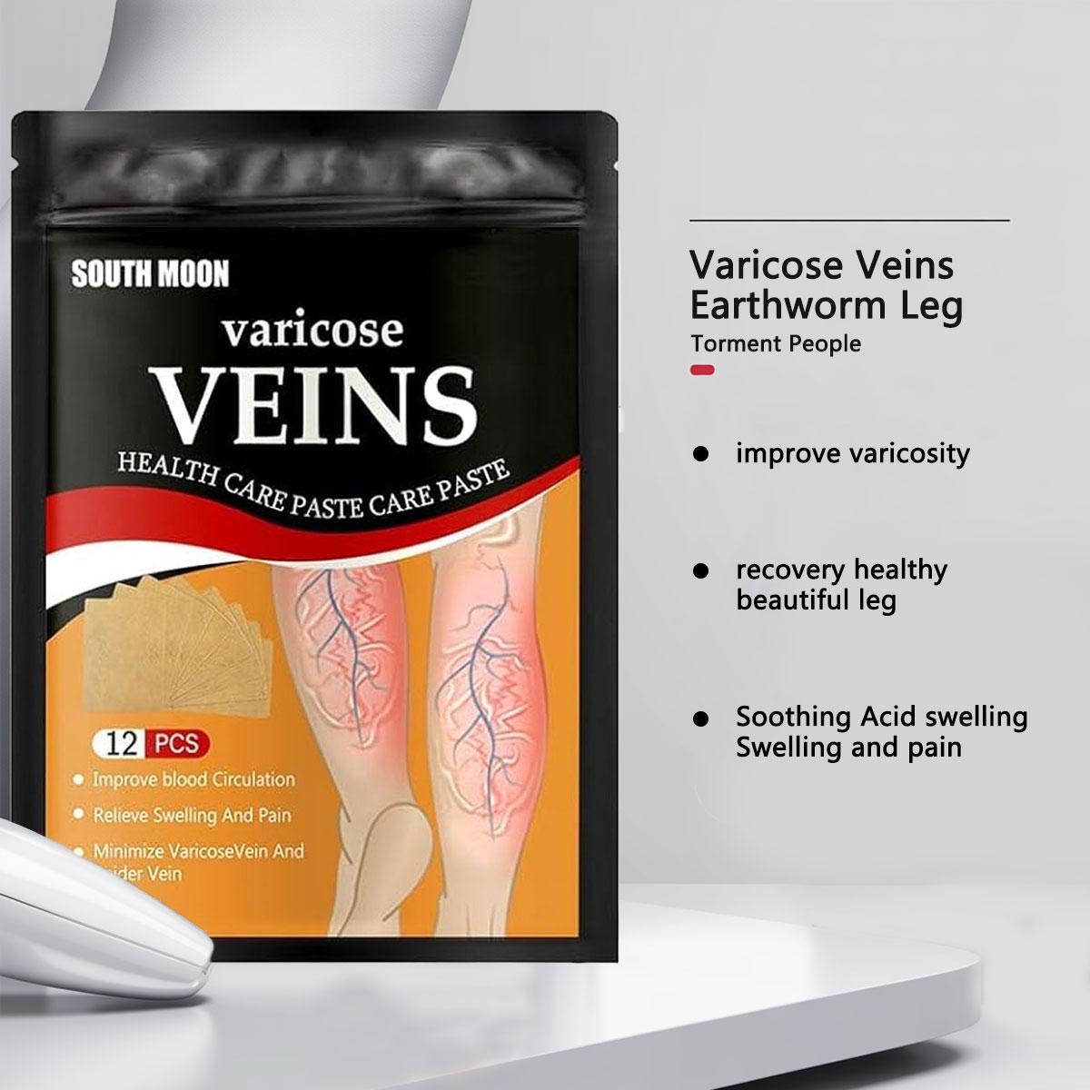 12pcs Herbal Varicose Vein Cold Compress Patches, 24 Months Shelf Life, Natural Venous Health Support, Leg Pain Relief for Leg Care