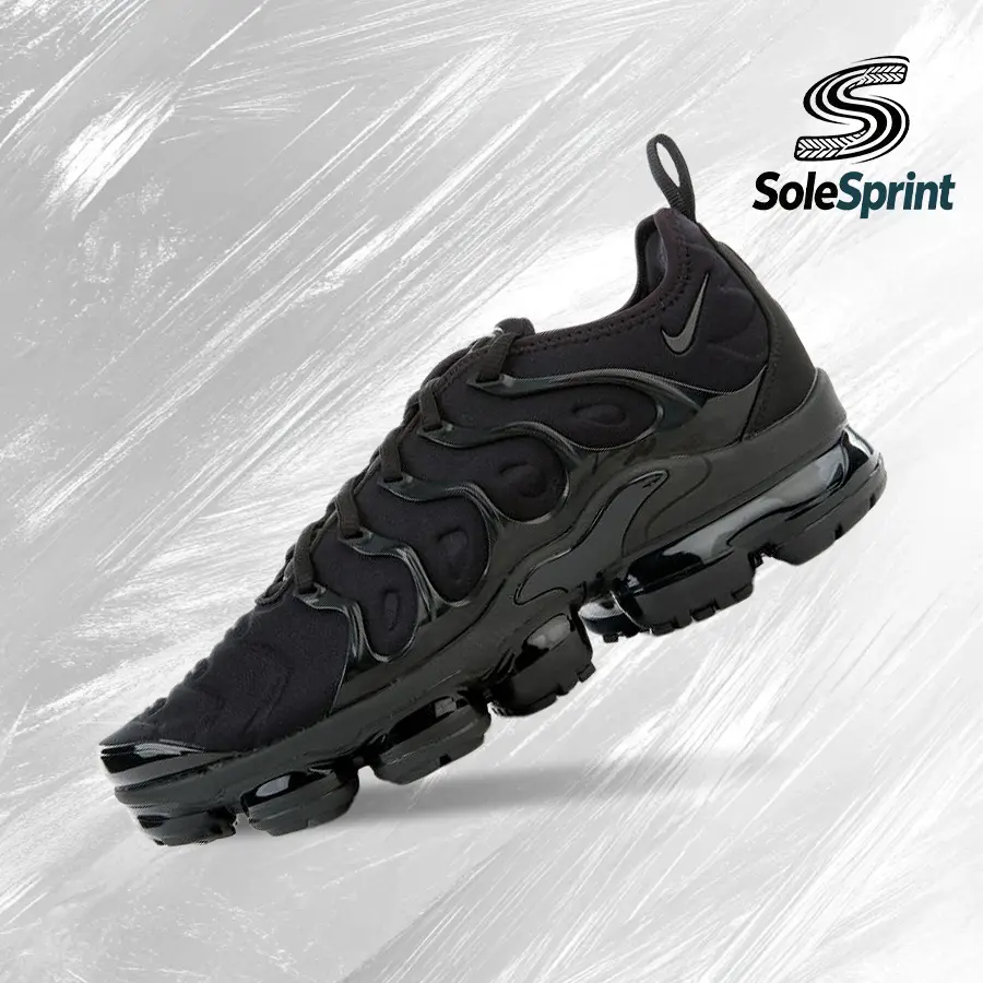 Nike Air VaporMax Plus 'Triple Black' 2025 Men's Trendy Running Shoes - Black Shoes, Lightweight Shock-Absorbing Comfort, Breathable Mesh Fit, Gym & Run Gear, Street Casual Use, Back to School, Style 924453-004-25, Sneakers