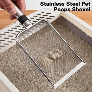Stainless Steel Cat Litter Scoop Premium with Mesh Design and Poop Filter, Litter Box Scoop with Stainless Steel Handle for Pet Cleaning Tool