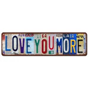 Vintage Love You More Metal Tin Sign, Above Door Wall Decor Retro Street Signs Home Bar Coffee Hallway Entryway Decorative Wall Art, Warm Romantic Home Decoration 16x4 Inchescan be customized with your own design
