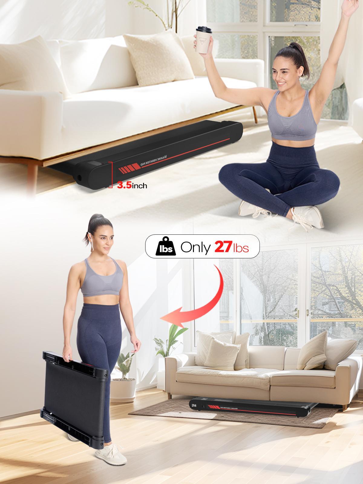 Walking Vibration Pad,Vibrating Plate, Remote Control & APP, Lightweight Under Desk Treadmills For Home & Office,Servo Motor Technology, 3 in 1 Portable Walking Pad Treadmill, 350 Lbs Capacity, 3.8 Mph, 22 Lbs