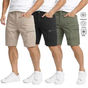 Clean Gent men’s casual cargo shorts with zippered pockets and a buttoned placket—ideal for outdoor hiking, summer leisure, work, golf, and outdoor fun.
