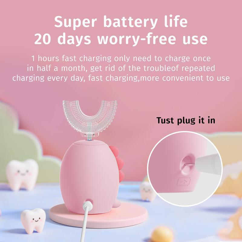 Kids Electric U Shaped Toothbrush Children Rechargeable Sonic Toothbrush Toddler baby toothbrushes Full Mouth 6 Cleaning Modes Oral hygiene