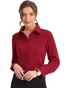 INSPIRE CHIC Color Block Button Up Long Sleeve Work Shirt