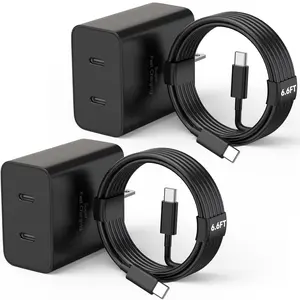 Super Fast for Samsung Charger Type C,45W Dual Port USB C Fast Charger Block [1/2/3-Pack] & Extra Long 60W 6.6FT USB C Cable - PD Quick Charging 3.0 Samsung Galaxy S25,S25 Ultra,S25+,S24 Ultra,S24,S24+,S23,S22,S21,S20, iPhone 17 Pro Max/17/16/15