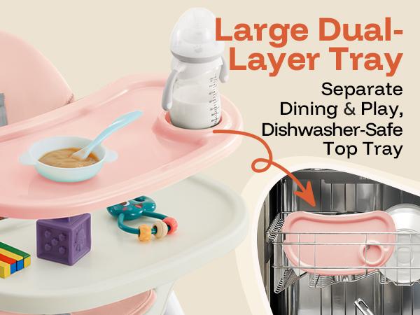 HARPPA 6-in-1 Convertible Baby High Chair, Foldable Highchair with Removable Tray, Baby Feeding Chair With Harness & Storage Basket, Toddler Gift, Baby Items